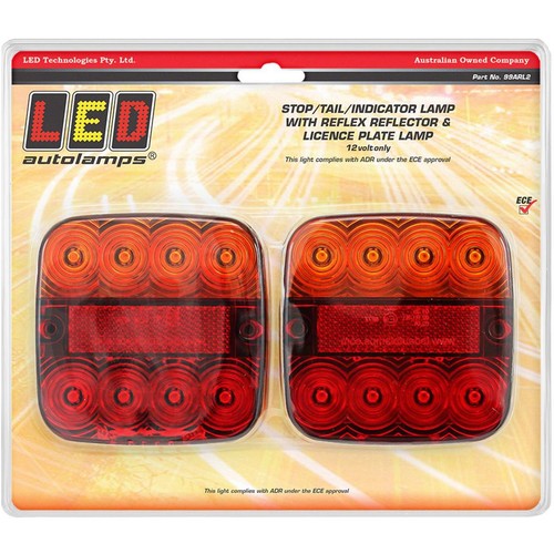 LED Autolamps 12V LED Stop/Tail/Indicator Lamp With Licence Plate Lamp Blister P
