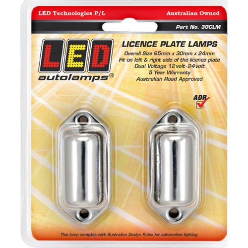 LED Autolamps Multi Volt LED Licence Plate Lamp With Chrome Base Twin Blister -