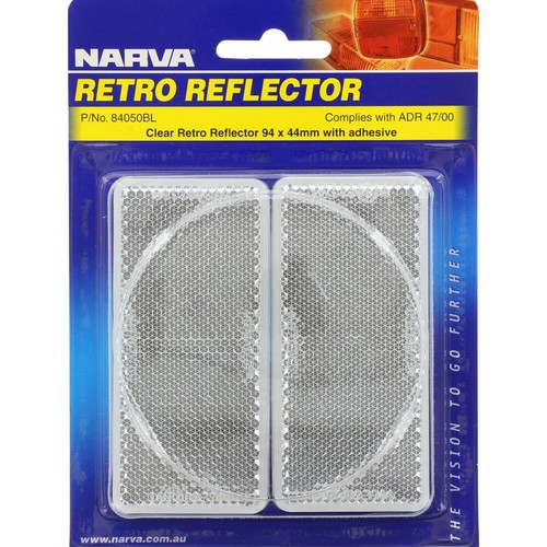 Narva Reflector Rectangle Clear 44 x 94mm - 2 Pce - 84050BL Car Wiring Adapter