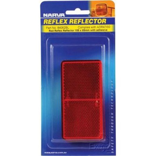 Narva Reflector Rectangle Red 55 x 105mm - 2 Pce - 84062BL Car Wiring Adapter