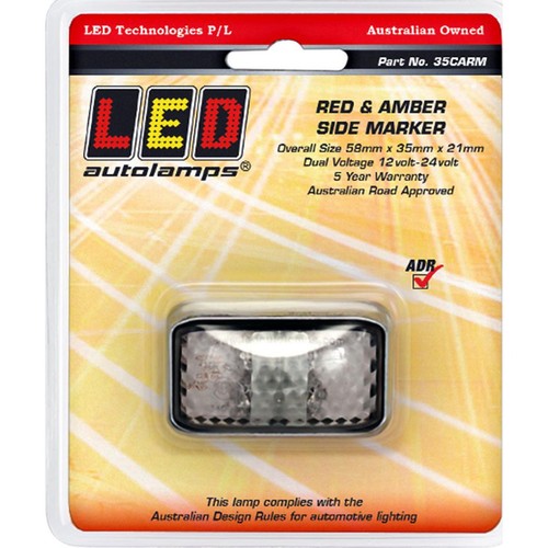 LED Autolamps Side Marker Light Red/Amber LED 12 or 24V - 35CARM Car Wiring Auto