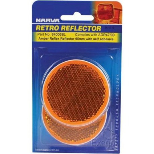 Narva Reflector Round Amber 65mm - 2 Pce - 84006BL Car Wiring Adapter Auto Part