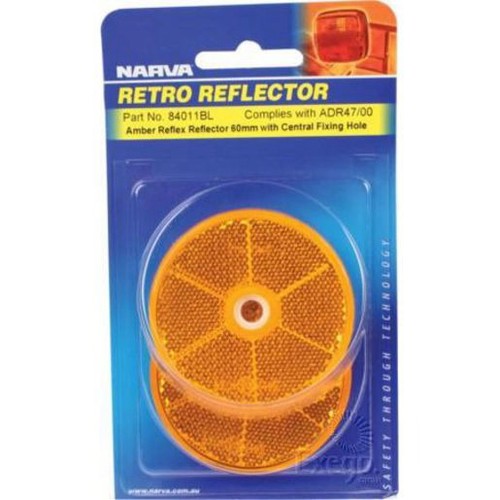 Narva Reflector Round Amber 60mm - 2 Pce - 84011BL Car Wiring Adapter Auto Part