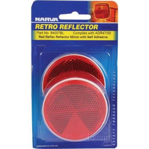 Narva Reflector Round Red 65mm - 2 Pce - 84007BL Car Wiring Adapter Auto Part