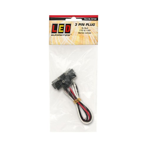 LED Autolamps 3 Pin Plug To Suit LED Lamps Single Pack - 53102H Auto Part