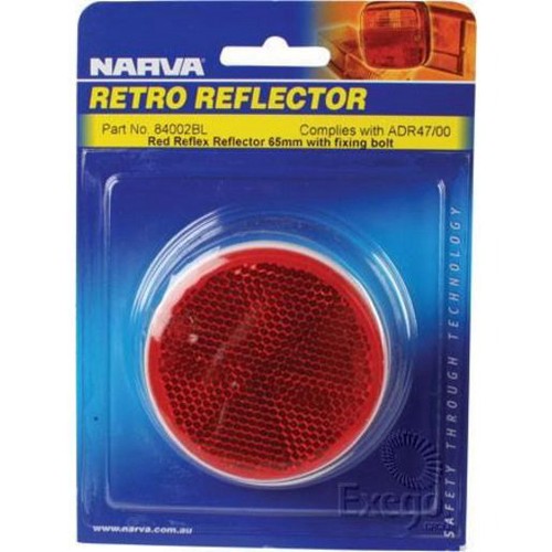 Narva Reflector Round Red 65mm - 2 Pce - 84002BL Car Wiring Adapter Auto Part