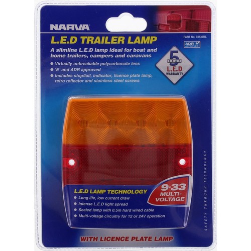Narva Stop/Tail/Indicator Light LED 9 to 33V - 93436BL Car Wiring Adapter Auto