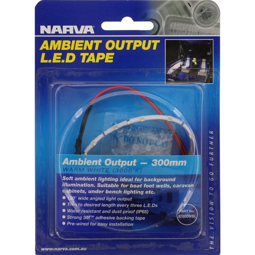 Narva Led Strip Flexible 12V Adhesive Mount 300mm - 87800WBL Car Wiring Adapter