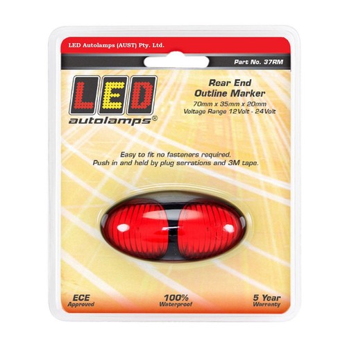 LED Autolamps Rear Position Red LED Marker, Red Lens, 40cm Cable, Black Bezel Bl