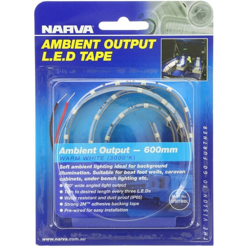 Narva Led Strip Flexible 12V Adhesive Mount 600mm - 87801WBL Car Wiring Adapter