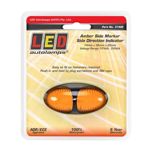 LED Autolamps Amber Side Marker and Direction LED Indicator, Clear Lens, 40cm Ca