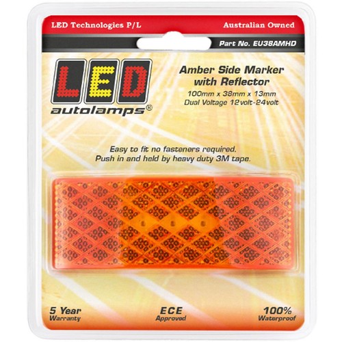 LED Autolamps 12/24V Amber Side Marker With In Built Reflector - EU38AMHD Auto