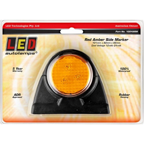 LED Autolamps Side Marker Lamp In Red/Amber LEDs - 1004ARM Car Wiring Adapter
