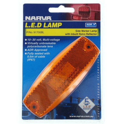 Narva Side Marker Light Amber LED 9 to 33V - 91700BL Car Wiring Adapter Auto