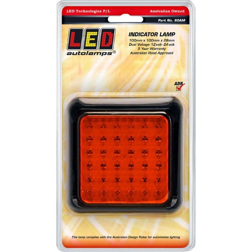 LED Autolamps 12/24V Indicator Lamp 36 LEDs 80x80mm With 40cm Wire - 80AM Auto