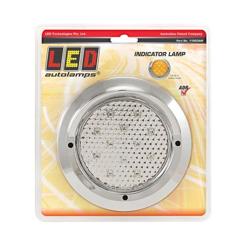 LED Autolamps 12/24V LED Indicator Round Chrome Series Blister Pack - 110CCAM