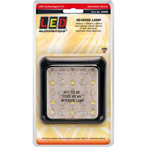 LED Autolamps 12/24V Reversing Lamp 25 White LEDs With 40cm Wire - 80WM Adapter