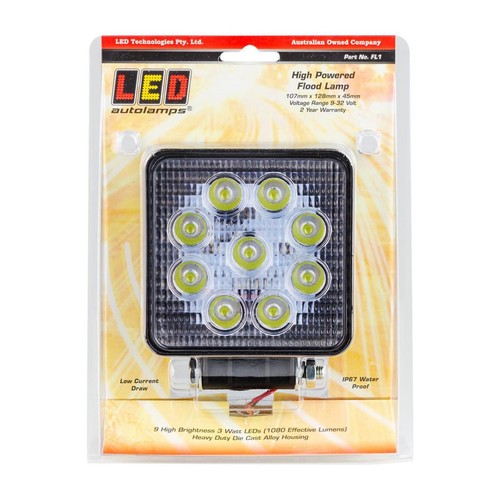 LEDAUT 9/32V Heavy Duty High Powered Square LED Flood Lamp - FL1 Car Wiring Auto