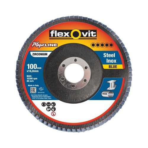 Flexovit Zirconia Flap Disc 80G 102 x 16mm - 63642582377 Auto Part