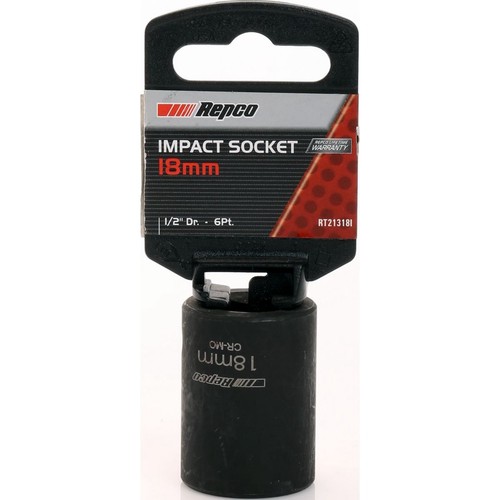 Repco Impact Socket 18mm, 1/2in Drive - RT21318I Auto Part Workshop Tool