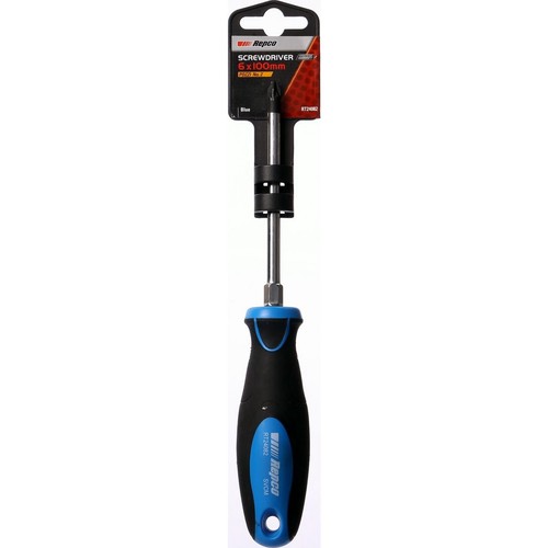 Repco Screwdriver Pozi No2 6 x 100mm Blue - RT24082 Auto Part Workshop Tool