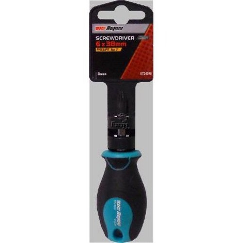Repco Screwdriver Phillips No2 6 x 38mm Green - RT24070 Auto Part Workshop Tool