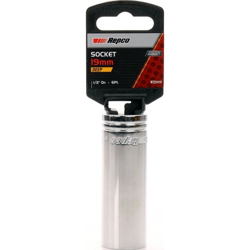 Repco Deep Socket 19mm, 1/2in Drive - RT21419 Auto Part Workshop Tool DIY