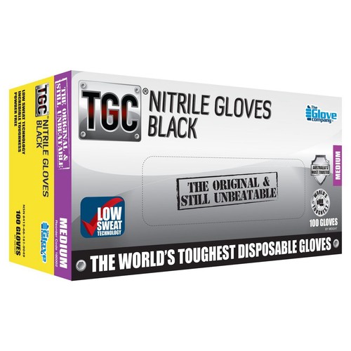 TGC Black Nitrile Gloves Medium 100 Pack - 160002 Auto Part