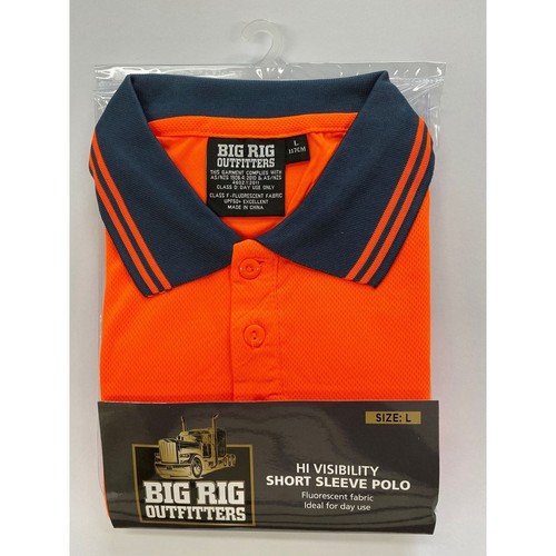 Big Rig Outfitters Men's Short Sleeve Hi Vis polo Orange L - 61000253 Workwear