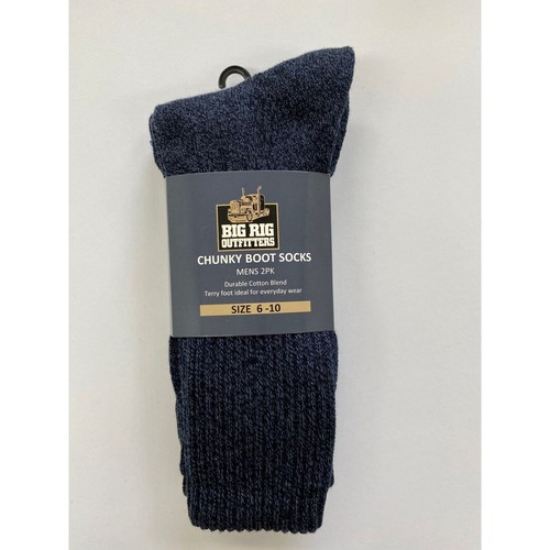 Big Rig Outfitters Chunky Boot Navy Socks Size 6-10 2pk - 61000604 Home Fixture