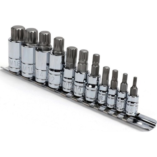 Mechpro 11 Piece 1/4, 3/8 & 1/2 inch Spline Socket Set - MPBSK150K Workshop Tool