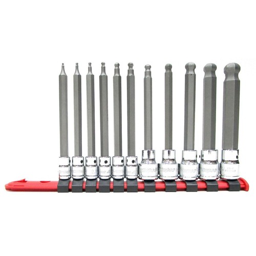 Repco 11 Piece Metric 1/4 & 3/8 inch Hex Ball Long Socket Set - RTK2415 Auto DIY