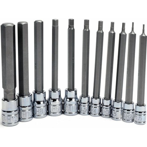 Mechpro 11 Piece 1/4 & 3/8 inch Extra Long Hex Socket Set - MPBSK146K DIY Tool