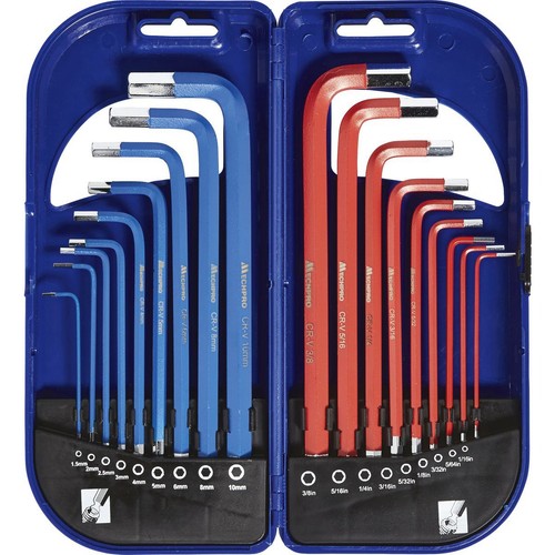 Mechpro Hex Key Set Long Arm Metric / SAE 18 Piece - MPBHK109K Workshop Tool DIY