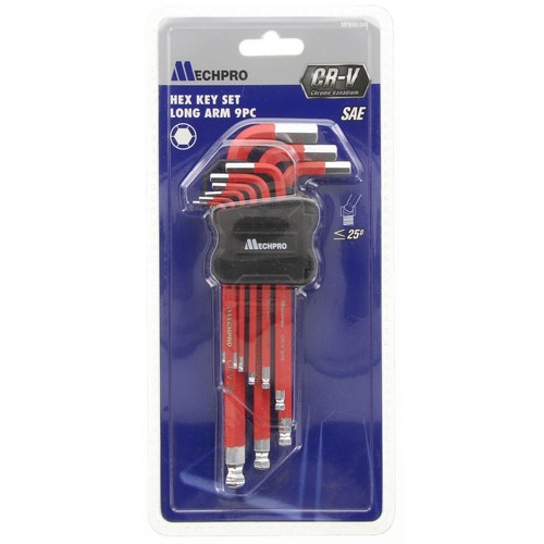 Mechpro Hex Key Set SAE Long 9 Piece - MPBHK104K Workshop Tool DIY
