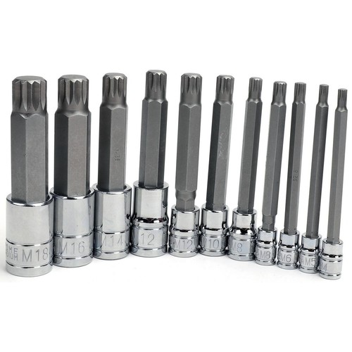 Mechpro 11 Piece 1/4, 3/8 & 1/2 inch Extra Long Spline Set - MPBSK151K DIY Tool