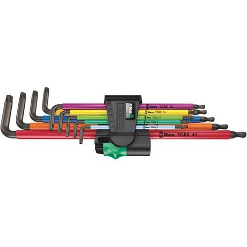 Wera Torx Multicolour L-Key Set Long 9 Piece - WER024480 Workshop Tool DIY