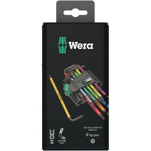 Wera Multicolour Ball End Torx and Security Torx L-Key Set 9 Piece - WER073599