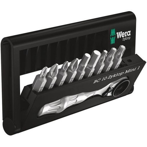 Wera 10 Piece Zyklop Mini Ratchet & Bit Set - WER073645 Home DIY