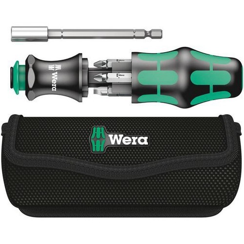 Wera 6 Piece Kraftform Kompakt Bit Driver With Pouch - WER134491 Workshop Tool