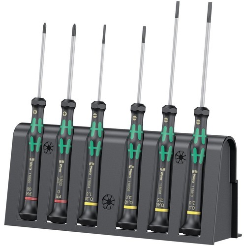 Wera 6 Piece Micro Screwdriver Set and Rack - WER118150 Workshop Tool DIY