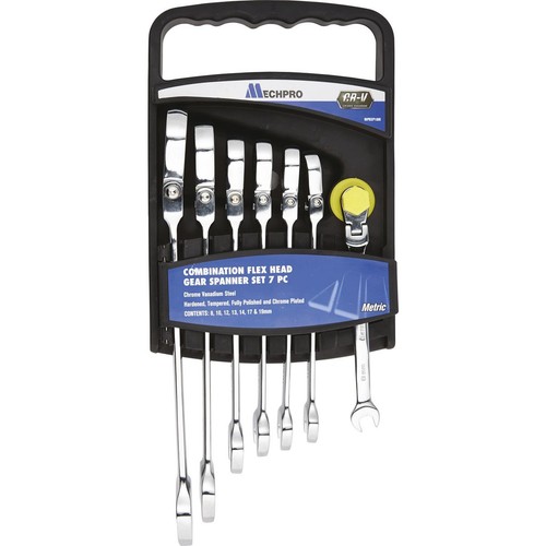 Mechpro 7 Piece Metric Flex Head Ratcheting Spanner Set Auto Part Workshop Tool