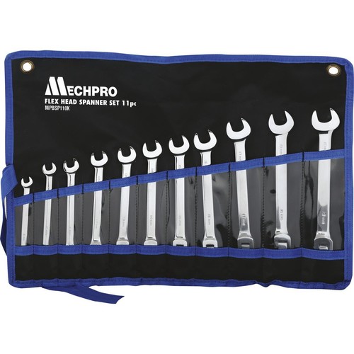Mechpro 11 Piece Metric Flex Head Ratcheting Spanner Set Auto Part Workshop Tool