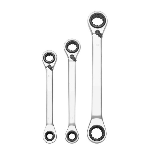 Mechpro 3 Piece Metric 4-In-1 Ratcheting Wrench Set Auto Part Workshop Tool DIY