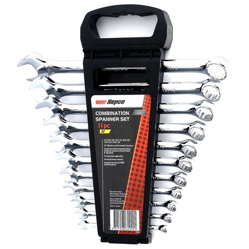 Repco 11 Piece AF Combination Spanner Set Auto Part Workshop Tool DIY