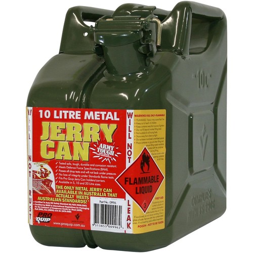 Proquip 10L Army Green Metal Fuel Jerry Can - 0996 Auto Part