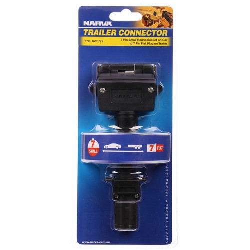 Narva Trailer Plug Adaptor 7 Pin Round Small (Car) To 7 Pin Flat (Trailer) - 822