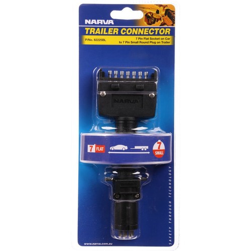Narva Trailer Plug Adaptor 7 Pin Flat (Car) To 7 Pin Round Small (Trailer) - 822