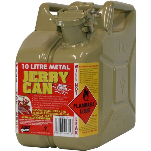 Proquip 10L Olive Yellow Metal Diesel Fuel Jerry Can - 1161 Auto Part