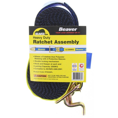 Beaver Heavy Duty Ratchet Strap 9m 2500kg capacity - RTD055PL Auto Part